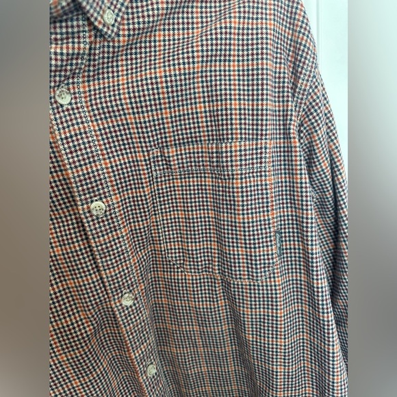 Eddie Bauer Men’s XL Classic Fit Button Down Orange Cotton Long Sleeve, Gingham - Picture 5 of 8